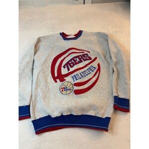 Legends Athletic Philadelphia 76ers Crewneck Sweatshirt Gray Blue Red Mens L